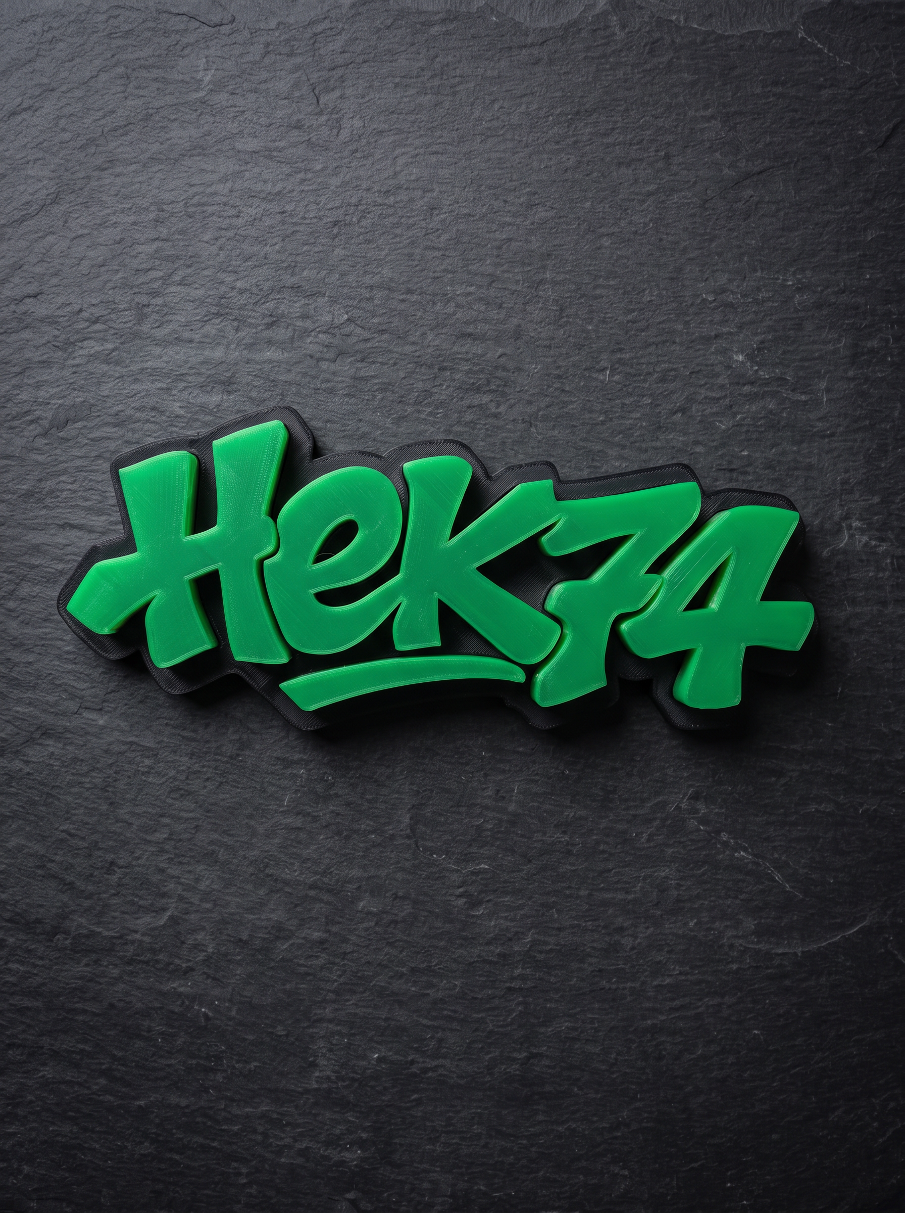 Scritta #Hek74 — insegna in stampa 3D